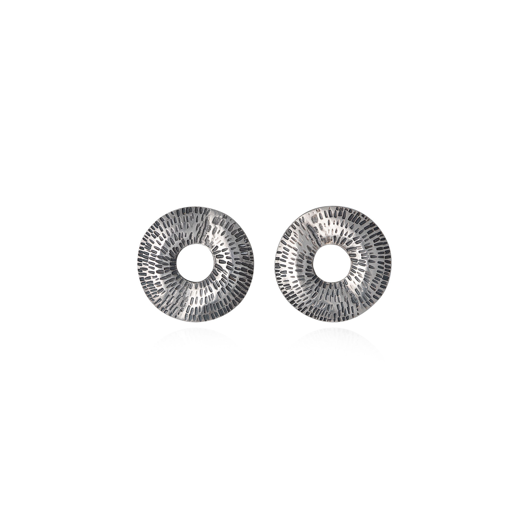 Silver Two-in-One Patterned Studs and Earrings by Caitlin Hegney